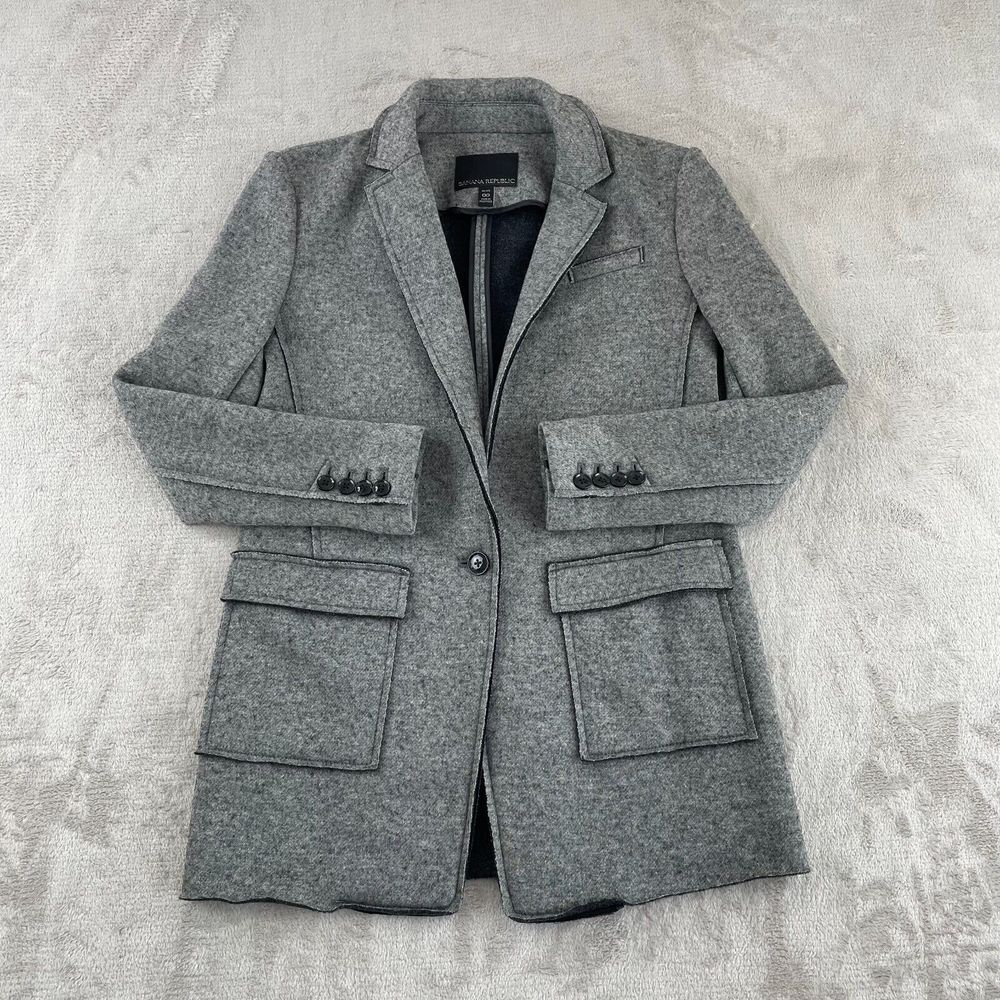 Banana Republic Gray Wool Blend Tailored Blazer